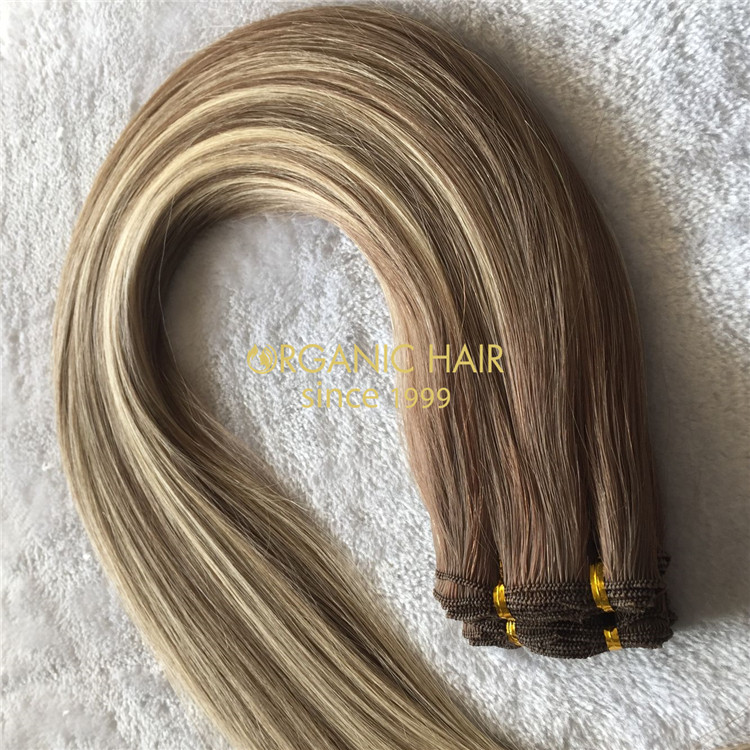 Human full cuticle customized hand tied wefts hair extensions X167